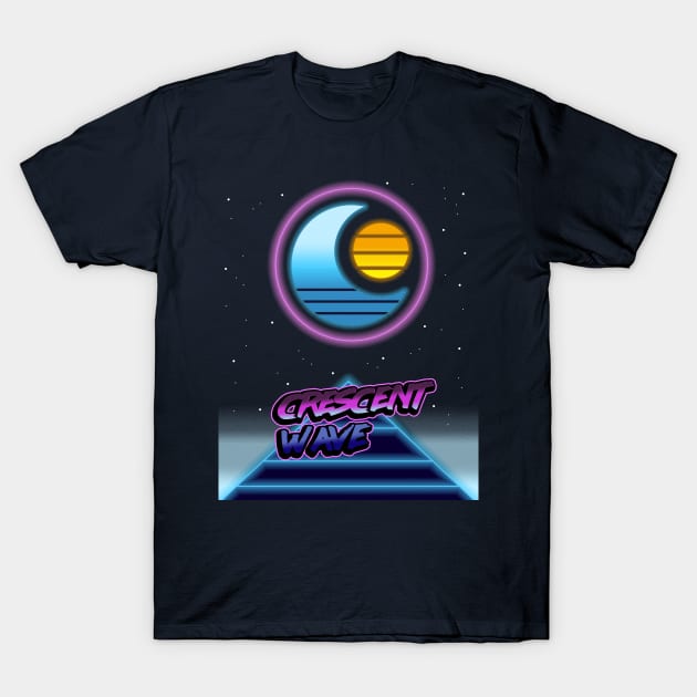 Retrowave Crescent Moon (transparent) T-Shirt by VixenwithStripes